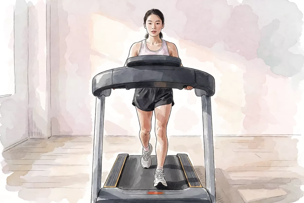 爬坡跑怎么练：跑者在跑步机上设置坡度训练