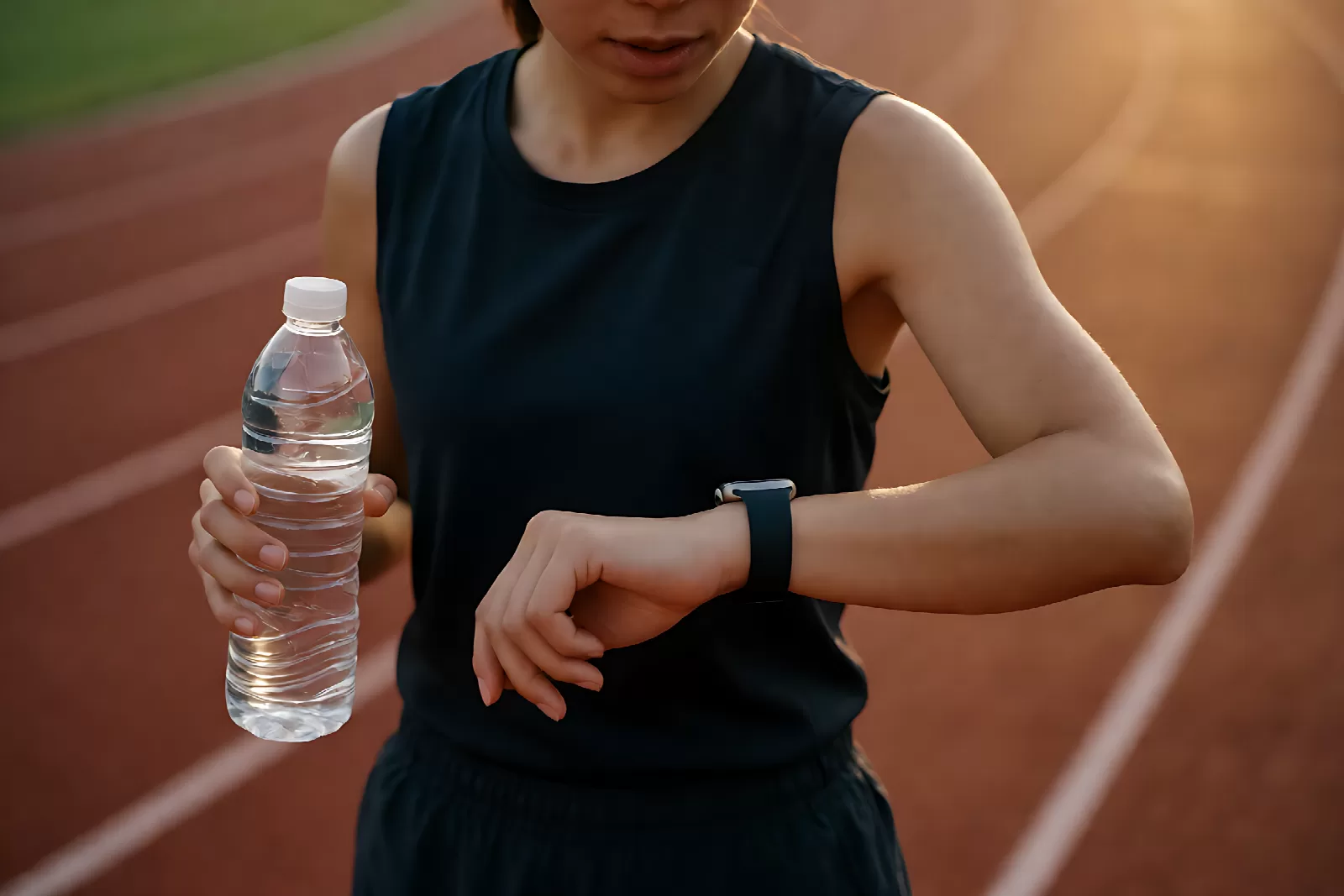 跑者查看乳酸阈值测试后的配速与心率数据