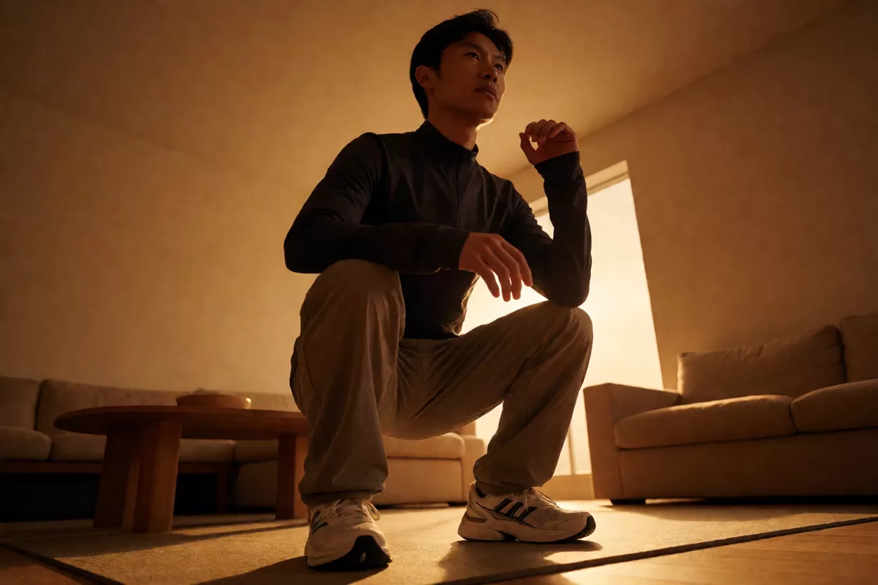 跑者在深蹲架前做负重深蹲,深蹲对跑步的帮助